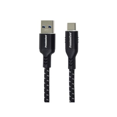 PremiumCord kabel USB-C - USB 3.0 A (USB 3.2 generation 1, 3A, 5Gbit/s) bavlněný oplet a hliníkové konektory 0,5m