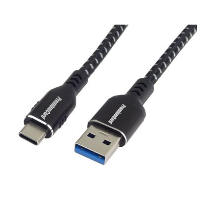 PremiumCord kabel USB-C - USB 3.0 A (USB 3.2 generation 1, 3A, 5Gbit/s) bavlněný oplet a hliníkové konektory 2m