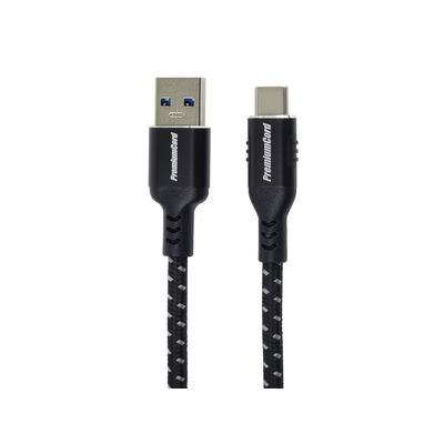 PremiumCord kabel USB-C - USB 3.0 A (USB 3.2 generation 1, 3A, 5Gbit/s) bavlněný oplet a hliníkové konektory 2m