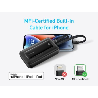 Anker Power Bank 10000mAh, 30W, s USB-C a Lightning kabelem, černá