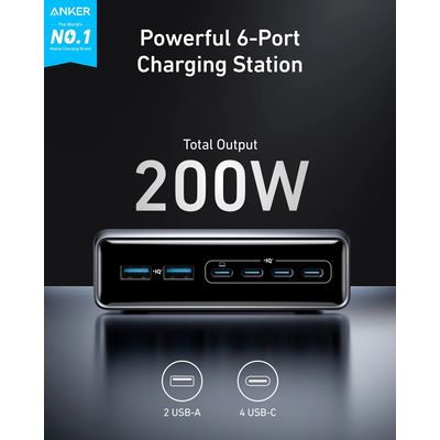 Anker Prime Charger 200W, 4x USB-C, 2x USB-A, GaN