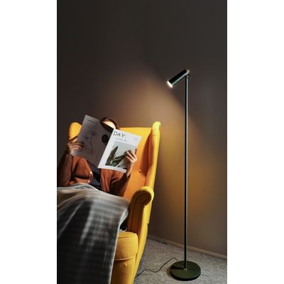 LED podlahová lampa Immax TIT, černá se zlatými prvky, CCT