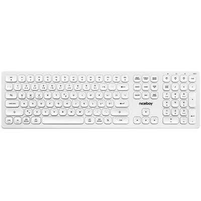 KBC Niceboy OFFICE K30, bezdrátová multimediální klávesnice, nízkoprofilová, USB, CZ, bílá