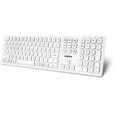 KBC Niceboy OFFICE K30, bezdrátová multimediální klávesnice, nízkoprofilová, USB, CZ, bílá