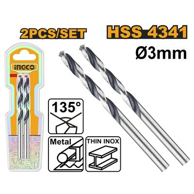 Ingco DBT1200034 Vrták do kovu HSS, sada 2ks, 3mm