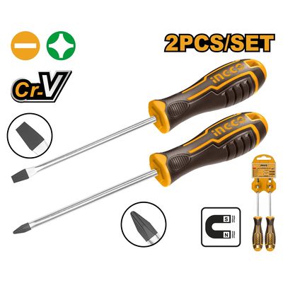 Ingco HKSD0248 Šroubovák plochý+křížový sada 2ks CrV