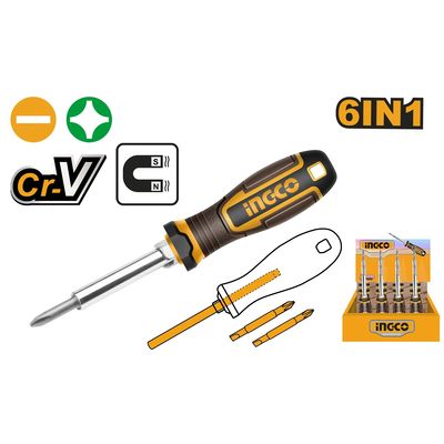 Ingco AKISD0608 Šroubovák 6 v 1 CrV