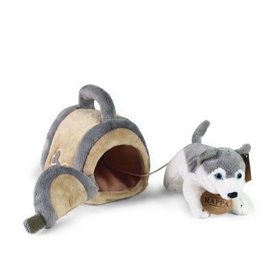 Rappa Plyšový pes Husky  s přepravkou 13 cm ECO-FRIENDLY