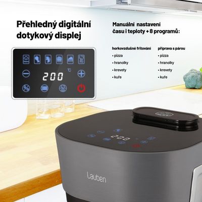 Lauben Glass & Steam Air® Fryer 4500BG - horkovzdušná fritéza