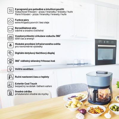 Lauben Glass & Steam Air® Fryer 4500BG - horkovzdušná fritéza