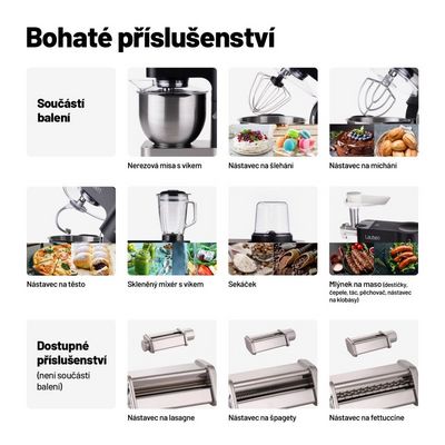 Lauben Kitchen Machine 1200WT - víceúčelový kuchyňský robot, bílý