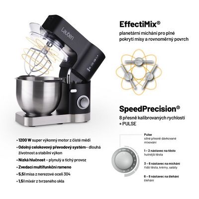 Lauben Kitchen Machine 1200WT - víceúčelový kuchyňský robot, bílý