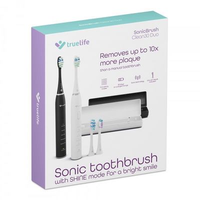 TrueLife SonicBrush Clean30 Duo - sada 2 sonických zubních kartáčků, černý a bílý + pouzdra a hlavice