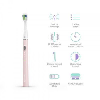 TrueLife SonicBrush Slim20, růžový + pouzdro a hlavice
