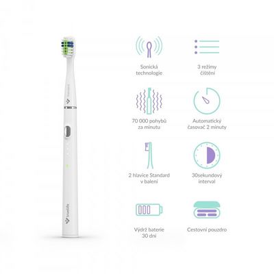 TrueLife SonicBrush Slim20, bílý + pouzdro a hlavice