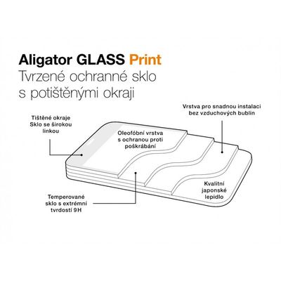 Aligator ochrana displeje GLASS PRINT Xiaomi 14T Pro 5G černá, celoplošné lepení