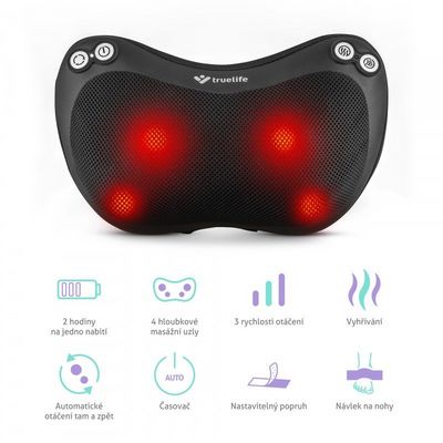 TrueLife RelaxBack B3 Charge - masážní polštář s dobíjecí baterií