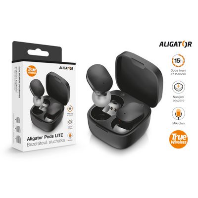 Bluetooth sluchátka Aligator Pods LITE, černá
