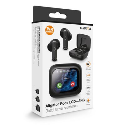 Bluetooth sluchátka Aligator Pods LCD + ANC, černá