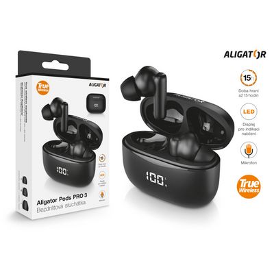 Bluetooth sluchátka Aligator Pods PRO 3, černá