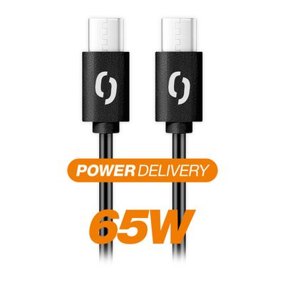 Datový kabel ALIGATOR POWER 65W, USB-C/USB-C 3A, 0,5m černý
