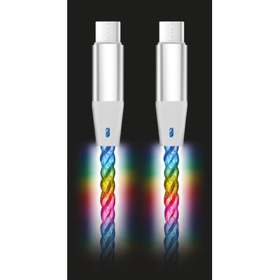 Datový kabel ALIGATOR POWER 3A 65W, USB-C/USB-C, 0,5m svítící