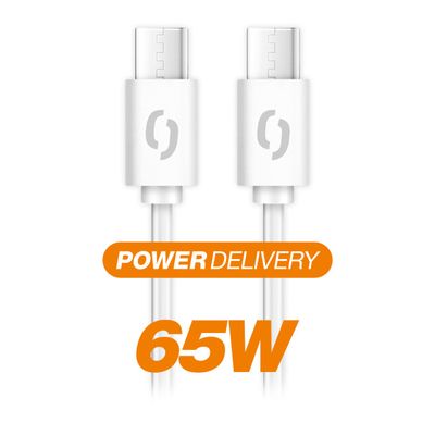 Datový kabel ALIGATOR POWER 65W, USB-C/USB-C 3A, 0,5m bílý
