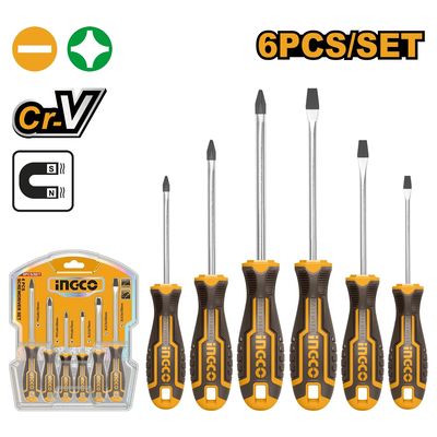 Ingco HKSD0628 Šroubovák plochý+křížový sada 6ks CrV