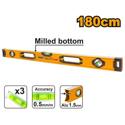 Ingco HSL08180 Vodováha 1800mm ALU 3 libely