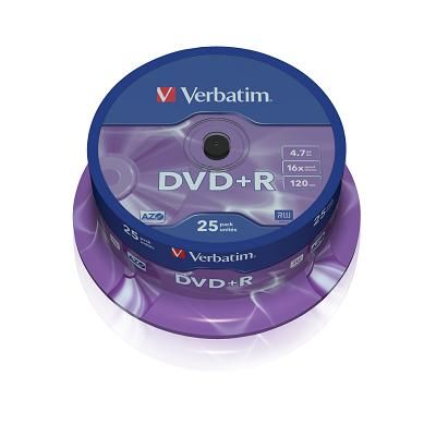 Verbatim DVD+R 16x, 4,7GB, 25 ks (Spindl)
