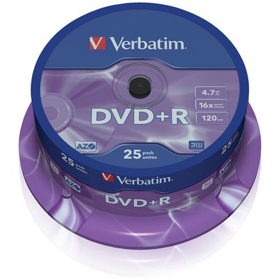 Verbatim DVD+R 16x, 4,7GB, 25 ks (Spindl)