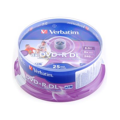 Verbatim DVD+R DL Printable 8x, 8,5 GB, 25 ks (Spindl)