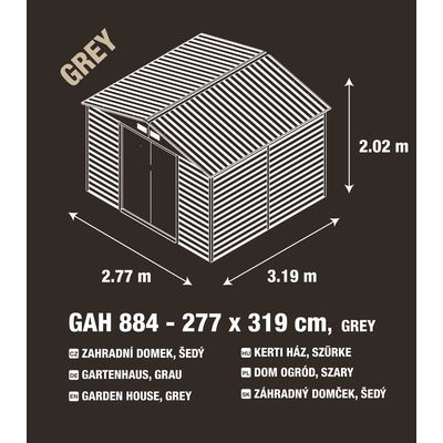 G21 GAH 884, Zahradní domek 277 x 319 cm, šedý