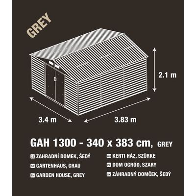 G21 GAH 1300, Zahradní domek 340 x 382 cm, šedý
