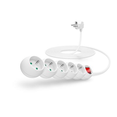 Connect IT prodlužovací kabel 230 V, 5 zásuvky, 5m, s vypínačem (bílý)