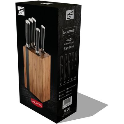 G21 Sada nožů Gourmet Rustic 5 ks + bambusový blok