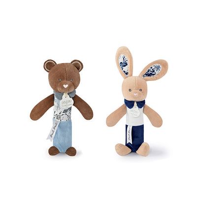 Doudou Chrastítko pískací 17 cm 1 ks medvěd