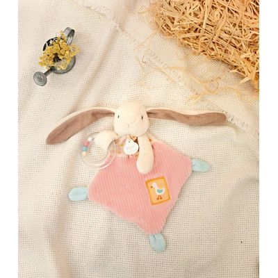 Doudou Dárková sada růžová Králíček Ciboulette s chrastítkem 21 cm
