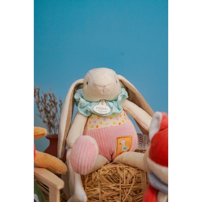 Doudou Dárková sada růžová Králíček Ciboulette s dečkou 28 cm