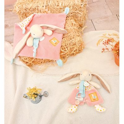 Doudou Dárková sada Hračka s úchytem na dudlík Králíček Ciboulette 19 cm