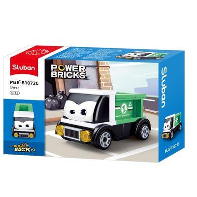 Sluban Power Bricks M38-B1072C Natahovací autíčko s očima Zelený náklaďák