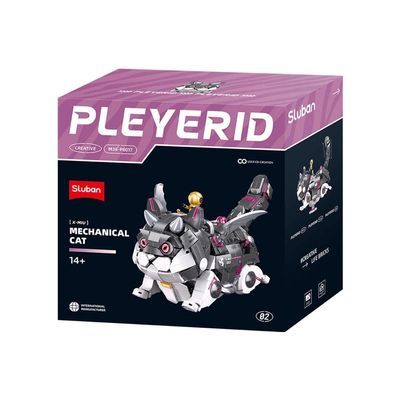 Sluban Pleyerid M38-P8017 Mechanická kočka šedo-bílá