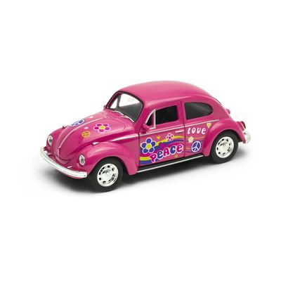 Welly Volkswagen Beetle model 1:34 růžový duhový