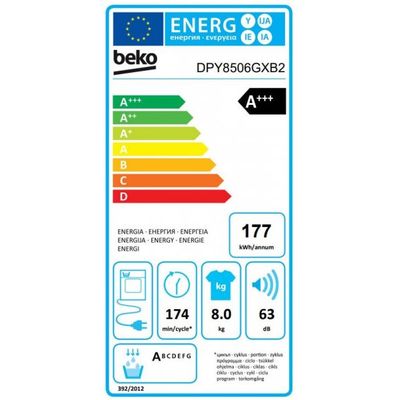 Beko DPY 8506 GXB2 Volně stojící kondenzační sušička prádla 8 kg