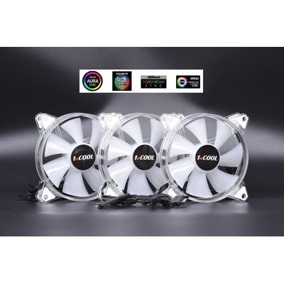 1stCOOL KIT AURA EVO CRYSTAL ARGB 3x CRYSTAL White ventilátor + ARGB Nano řadič