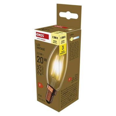 LED žárovka Vintage svíčka / E14 / 2,5 W (20 W) / 225 lm / teplá bílá