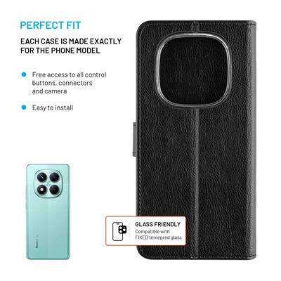 Pouzdro typu kniha FIXED Opus pro Xiaomi Redmi Note 14 Pro 5G/POCO X7, černé