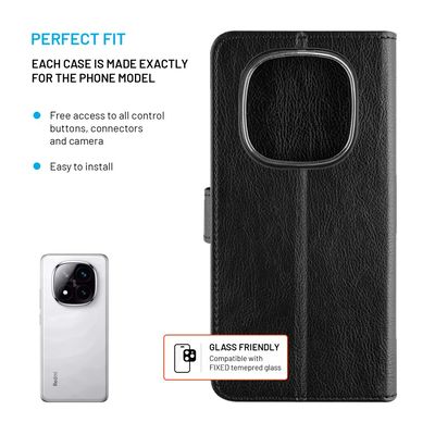 Pouzdro typu kniha FIXED Opus pro Xiaomi Redmi Note 14 Pro+ 5G, černé
