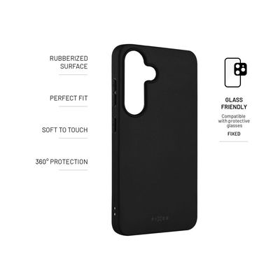 Zadní pogumovaný kryt FIXED Story pro Samsung Galaxy S25, černý