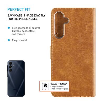 Pouzdro typu kniha FIXED Opus pro Samsung Galaxy A16 4G/5G, hnědé